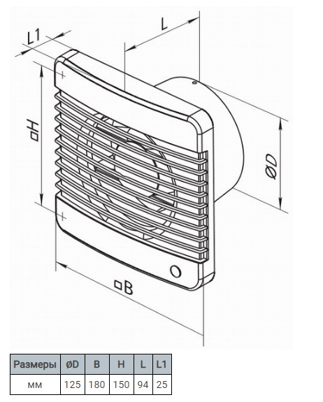 Бытовой вытяжной вентилятор Вентс 125 MTH с таймером и реле влажности купить в Иркутске