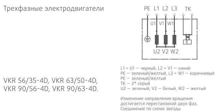 Схема электрических соединений крышного вентилятора VKR 30/22-2E