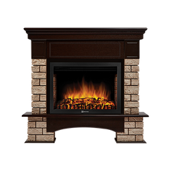 Firelight Forte Wood 25U (угловой) камень коричневый, шпон темный дуб