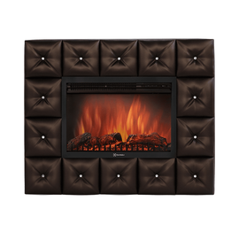 Каминокомплект: Очаг Electrolux EFP/P-3020LS с порталом Firelight Crystal 30 тёмная экокожа, Цвет: Тёмная экокожа