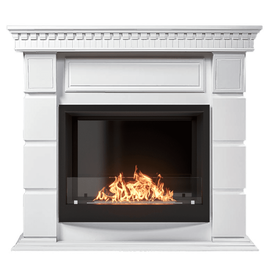 Каминокомплект: Биокамин Firelight BFP/P-2520, портал Elegante 25 белый