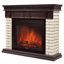Firelight Bricks 25 камень бежевый, шпон темный дуб, Цвет: Темный дуб