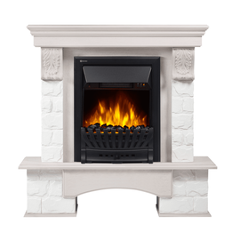 Firelight Forte Classic U (угловой) камень белый, шпон белёный дуб