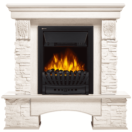 Firelight Pietra Classic камень белый, шпон белёный дуб, Цвет: Беленый дуб