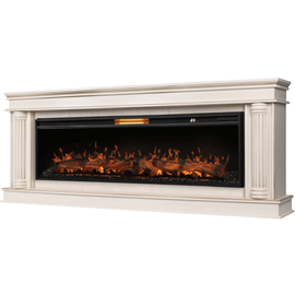 Каминокомплект: Очаг Royal Thermo Aurora RTFP/P-AR60LS, портал Olympia 60 сл. кость с зол. патиной, Цвет: Белый дуб с золотой патиной