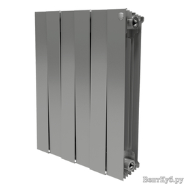 Royal Thermo PianoForte 500/Silver Satin x10, Количество секций (шт): 10, Межосевое расстояние (мм): 500, Подключение: Боковое