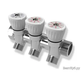 Коллектор с регулировочными вентилями 3/4"x1/2", 3 выхода Royal Thermo