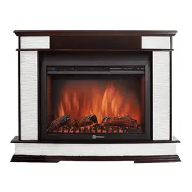 Каминокомплект: очаг Electrolux EFP/P-2520LS, портал Scala 25 сланец скалистый белый, шпон тёмный дуб