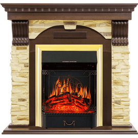 Каминокомплект Royal Flame Dublin угловой Темный дуб/Сланец с очагом Majestic FX Brass