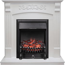 Каминокомплект Royal Flame Sorrento угловой Белый дуб с очагом Fobos FX Black