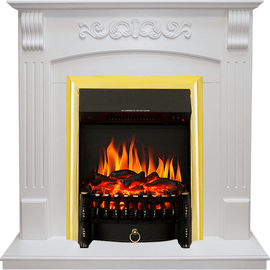 Каминокомплект Royal Flame Sorrento угловой Белый дуб с очагом Fobos FX Brass