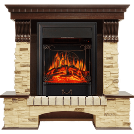Каминокомплект Royal Flame Pierre Luxe угловой Темный дуб/Сланец с очагом Majestic FX Black