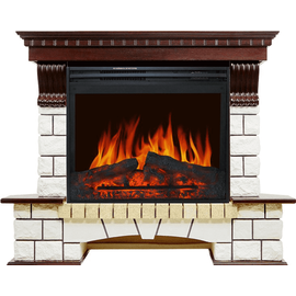 Каминокомплект Royal Flame Pierre Luxe угловой Темный дуб/Белый с очагом Jupiter FX New