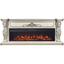 Каминокомплект Royal Flame Windsor 60 Слоновая кость с темной патиной с очагом Vision 60 LOG LED