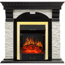 Каминокомплект Royal Flame Dublin Венге/Сланец белый с очагом Majestic FX Brass