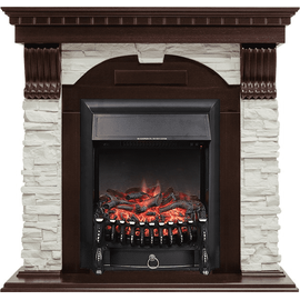 Каминокомплект Royal Flame Dublin Темный дуб/Сланец белый с очагом Fobos FX Black