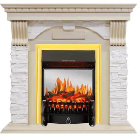 Каминокомплект Royal Flame Dublin Слоновая кость с патиной/Сланец крем с очагом Fobos FX M Brass