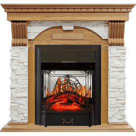 Каминокомплект Royal Flame Dublin Дуб/Сланец белый с очагом Majestic FX M Black