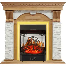 Каминокомплект Royal Flame Dublin Дуб/Сланец белый с очагом Majestic FX M Brass