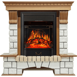 Каминокомплект Royal Flame Pierre Luxe Дуб/Белый с очагом Majestic FX Black