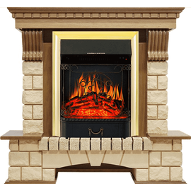 Каминокомплект Royal Flame Pierre Luxe Дуб/Шампань с очагом Majestic FX Brass