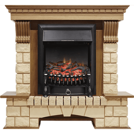 Каминокомплект Royal Flame Pierre Luxe Дуб/Шампань с очагом Fobos FX Black