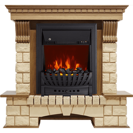 Каминокомплект Royal Flame Pierre Luxe Дуб/Шампань с очагом Aspen Black