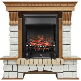 Каминокомплект Royal Flame Pierre Luxe Дуб/Белый с очагом Fobos FX Black