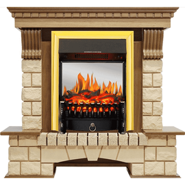 Каминокомплект Royal Flame Pierre Luxe Дуб/Шампань с очагом Fobos FX M Brass
