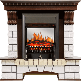 Каминокомплект Royal Flame Pierre Luxe Темный дуб/Белый с очагом Fobos FX M Black