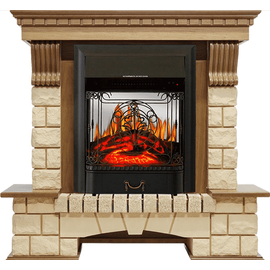 Каминокомплект Royal Flame Pierre Luxe Дуб/Шампань с очагом Majestic FX M Black