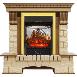Каминокомплект Royal Flame Pierre Luxe Дуб/Шампань с очагом Majestic FX M Brass