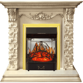 Каминокомплект Royal Flame Adriana Cлоновая кость с очагом Majestic FX M Brass