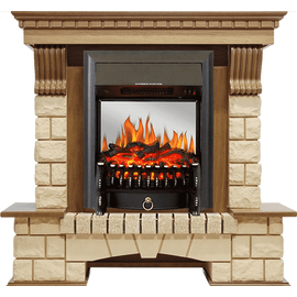 Каминокомплект Royal Flame Pierre Luxe Дуб/Шампань с очагом Fobos FX M Black