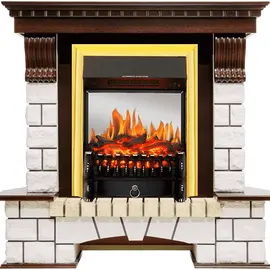 Каминокомплект Royal Flame Pierre Luxe Темный дуб/Белый с очагом Fobos FX M Brass