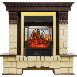 Каминокомплект Royal Flame Pierre Luxe Темный дуб/Шампань с очагом Majestic FX M Brass