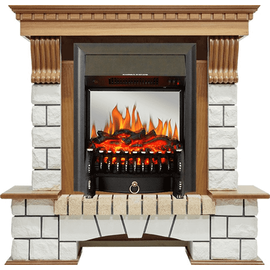 Каминокомплект Royal Flame Pierre Luxe Дуб/Белый с очагом Fobos FX M Black