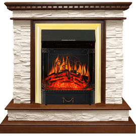 Каминокомплект Royal Flame Calgary Дуб/Сланец белый с очагом Majestic FX Brass