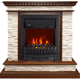 Каминокомплект Royal Flame Calgary Дуб/Сланец белый с очагом Aspen Black