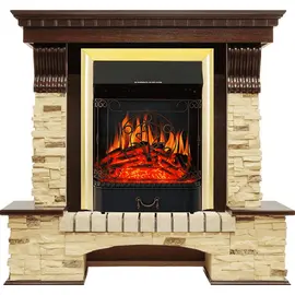 Каминокомплект Royal Flame Pierre Luxe Темный дуб/Сланец с очагом Majestic FX Brass