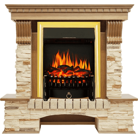 Каминокомплект Royal Flame Pierre Luxe Дуб/Сланец с очагом Fobos FX Brass