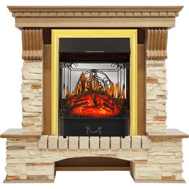 Каминокомплект Royal Flame Pierre Luxe Дуб/Сланец с очагом Majestic FX M Brass
