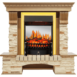 Каминокомплект Royal Flame Pierre Luxe Дуб/Сланец с очагом Fobos FX M Brass