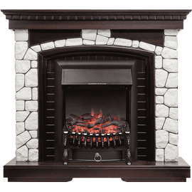 Каминокомплект Royal Flame Glasgow Темный дуб/Белый с очагом Fobos FX Black