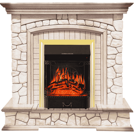 Каминокомплект Royal Flame Preston Белый/Слоновая кость с патиной с очагом Majestic FX Brass