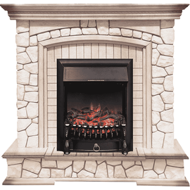 Каминокомплект Royal Flame Preston Белый/Слоновая кость с патиной с очагом Fobos FX Black