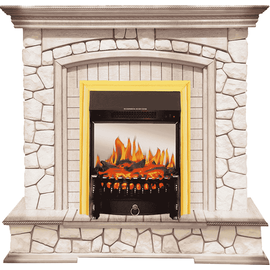Каминокомплект Royal Flame Preston Белый/Слоновая кость с патиной с очагом Fobos FX M Brass