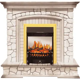 Каминокомплект Royal Flame Preston Белый/Слоновая кость с патиной с очагом Fobos FX M Brass