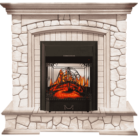 Каминокомплект Royal Flame Preston Белый/Слоновая кость с патиной с очагом Majestic FX M Black
