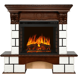 Каминокомплект Royal Flame Pierre Luxe Белый/Темный дуб с очагом Vision 23 EF LED FX